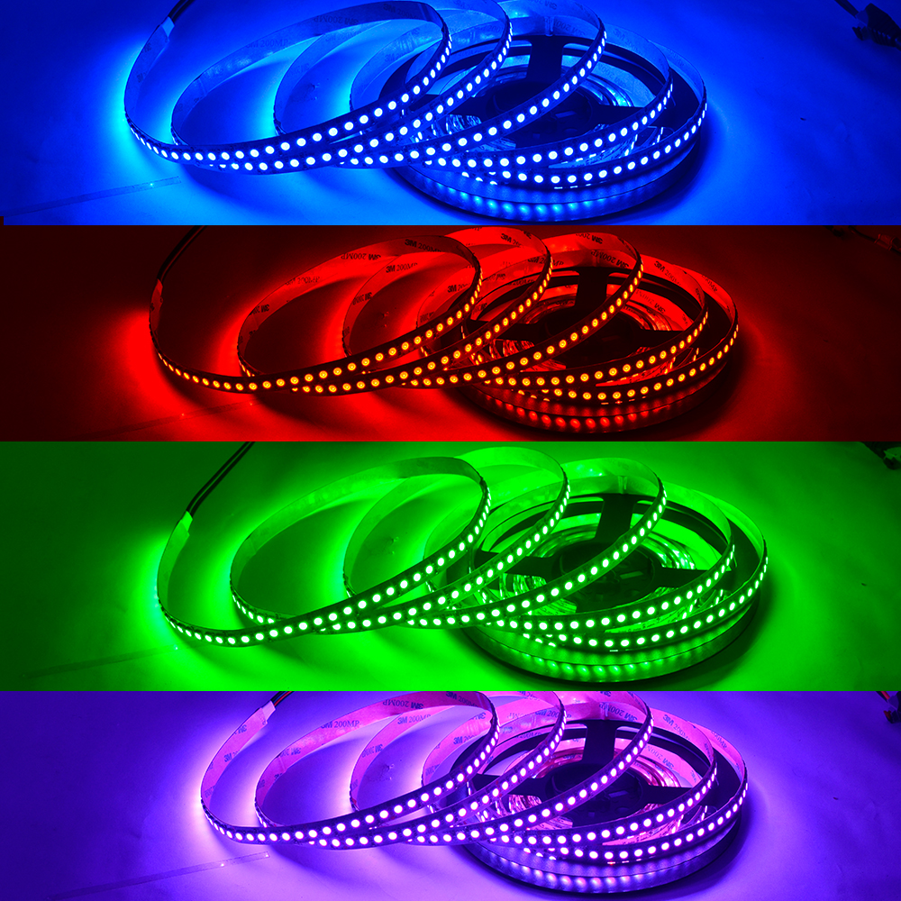 Color Changing RGB LED Strip Lights - 12mm 24V 5050 3in1 LED - 120LEDs/m High Density